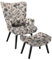 Matomn Relaxsessel mit Hocker Patchwork Sessel Holz Sessel Wohnzimmer moderner Ohrensessel mit Massivholzfüße Fernsehsessel Leinen Loungesessel Stuhl (Beige)