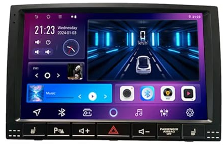 Radio estéreo BOBOBH 2Din con Android 14 y Bluetooth para Volkswagen VW Touareg 2002-2011, pantalla táctil de 9 pulgadas, control de voz, Carplay, wifi, control en el volante, USB, GPS (B7 1G+32G)