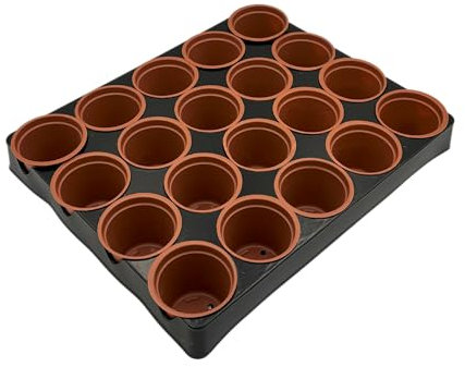 SwiftPick Home Mini Plastic Seedling Plant Pots 20pcs 5x6cm with Holding Tray, Small Nursery Containers Indoor & Outdoor Small Round Flowers, Herbs, Fruits, Vegitables Planting Pots