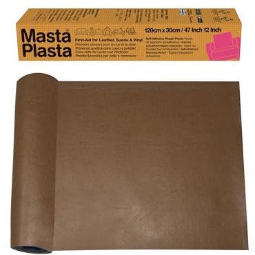 MastaPlasta Original Self-Adhesive Leather Repair Patches - Tan 120 x 30cm (47 x 12in). Your Quick and Easy All-in-One Upholstery-Quality Leather Repair Kit for Sofas, Car Seats, Bags & DIY