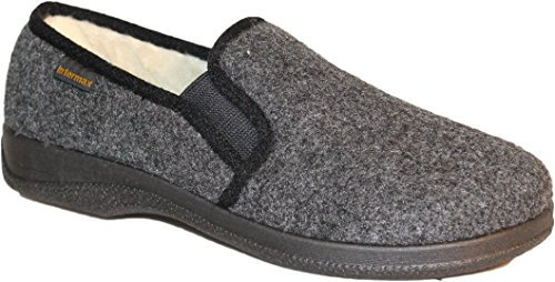 Intermax Chaussons pour homme en feutre rembourrés - Feutre, laine vierge - Gris anthracite - Noir - anthracite, 45 EU