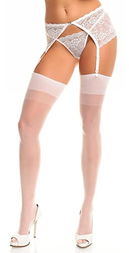 GLAMORY Damen Strapsstrümpfe Perfect 20 DEN, Weiß (Weiß), Medium (Herstellergröße: M-(40 DEN-42))