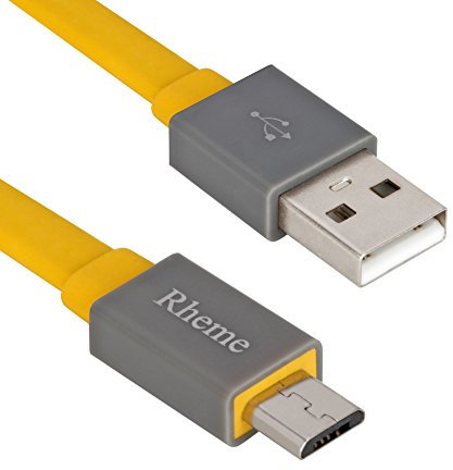 Rheme Colorful Flat Micro USB Data Sync Charging Cable Cord for Samsung Galaxy S3 S4 S5 S6 Note 5 I9500 HTC Blackberry Nokia Sony - Yellow