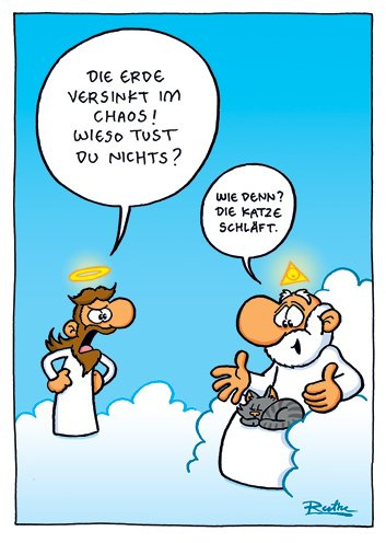 modern times 10er Set Postkarte CARTOON - Motiv: WIE DENN? DIE KATZE SCHLÄFT., Anlass: Fun Cartoon/Satire, Künstler/Verlag: KÖPENICKER CG © RUTHE, Ralph, Größe: A6