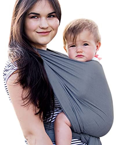 Hoppediz Baby-Tragetuch ab Geburt, Neugeboren bis Kleinkind, 100 % Baumwolle, ultraleichtes Sommertuch, Hamburg stone 4,60 m