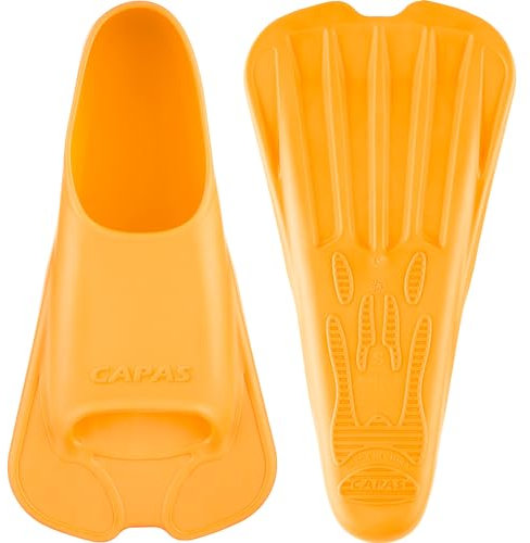 CAPAS Kurze Trainingsflossen für Schwimmen | Komfortable Silikon Schwimmflossen | Kurzflossen | Taucherflossen | Unisex Flossen für Kinder Erwachsene | Kurze Klinge Beinstärke aufbauen (Orange, XXL)
