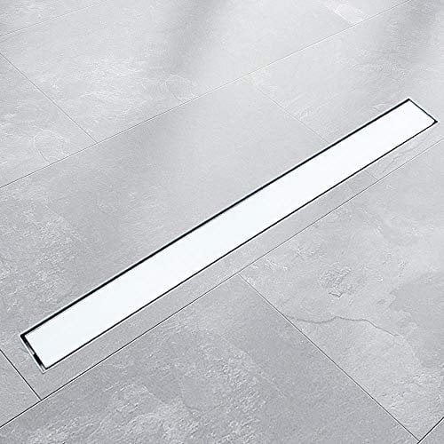 BITUXX® Edelstahl Duschrinnen Ablaufrinnen Bodenablauf Duschrinne Duschablauf Glas Weiß (70cm)
