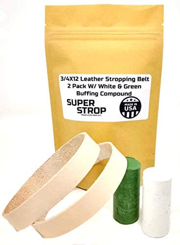Super Strop 3/4X12 Zoll 2er-Pack Leder-Honpoliergürtel mit weißer und grüner Mischung, passend für Ken Onion Work Sharp
