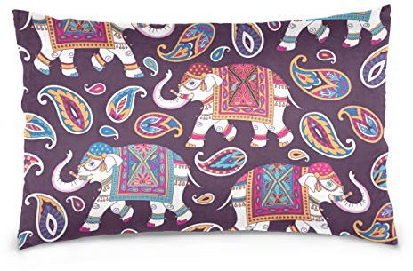Linomo Kissenbezug 40x60 cm, Paisley Blume Elefant Dekorative Kissenbezug Kissenhülle für Couch Sofa Bett Hause