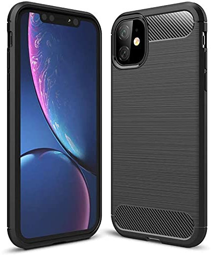 CoolGadget Premium Carbon Handyhülle TPU für iPhone 11, stoßfest, Kratzfest, rutschfest, Anti-Fingerprint, schwarz