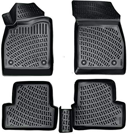 Rizline Passgenau 3D Fussmatten Auto Kompatibel mit Nissan Juke 1 Gen 2010-2019 Auto Zubehör 1. Und 2. Reihe Gummimatten Autos TPE Allwetter Geruchlos rutschfest Vorne und Hinten Schwarz