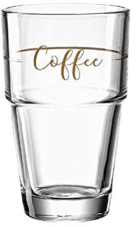 Leonardo Solo Latte-Macchiato Glas 1 Stück, Glas-Becher mit Coffee Aufdruck, spülmaschinengeeignetes Kaffee-Glas mit Coffee Motiv, 410 ml. 043468