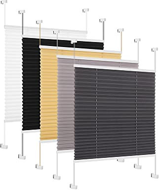 Eurohome Plissee Grau 90x200cm klemmfix ohne Bohren Easyfix für Fenster und Türen