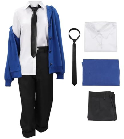 C-ZOFEK US-Größe, Cosplay-Kostüm, Outfit, Mantel, Hemd, Hose und Krawatte für Damen, Halloween, Mehrfarbig, 3XL