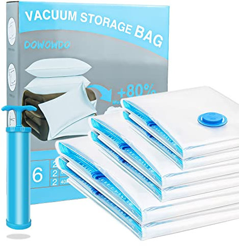 Vacuum Clothes Storage Bags with Zip and Pump, Large Storage Bags for Duvet, Pillows, Bedding, Quilts, Sweater, Suitcases (2Jumbo+2Large+2Medium+Hand Pump)