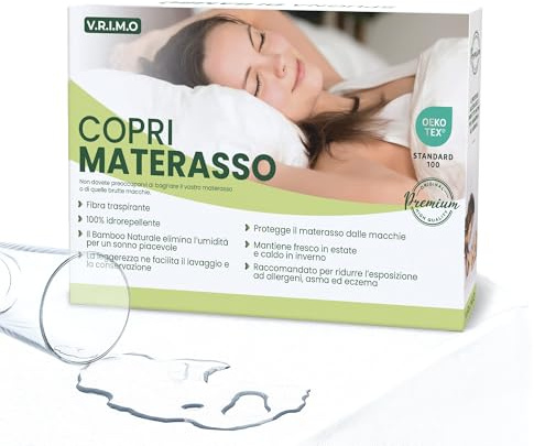 Coprimaterasso Una Piazza E Mezza 120 X 190 Impermeabile - Tessuto Spugna Di Bambù Naturale Super Morbido - Angoli Elastici Fino a 30 cm - Rinfrescante, Traspirante, Silenzioso, Antiacaro, Anallergico
