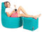 PATCH HOME Patchhome Gamer Kissen Lounge Kissen Sitzsack Sessel Sitzkissen Bean Bag + Würfel/Hocker mit Reißverschluss bereits befüllt (Türkis, XXL - Ø80cm Sessel + 35x35cm Würfel)