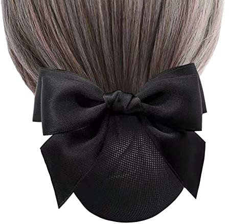 JIHUOO Haarspange mit Schleife Haarnetz Haarschleife Haarklammer Bun Abdeckung Haarclip Haarschmuck für Frauen Damen Schwarz