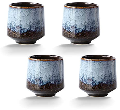 Lxuwbd Kung-Fu-Teeservice aus Keramik, 4-teiliges Begleitbecher-Set für Kaffee, Yerba Mate, Espresso (Grau)