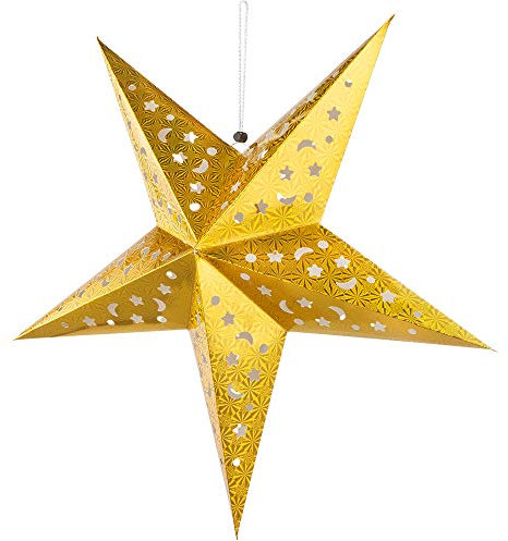 etc-shop LED Hängeleuchte X-MAS 0,9 Watt Stern mit 3D Effekt Papier 15x LED á 0,06W inkl.