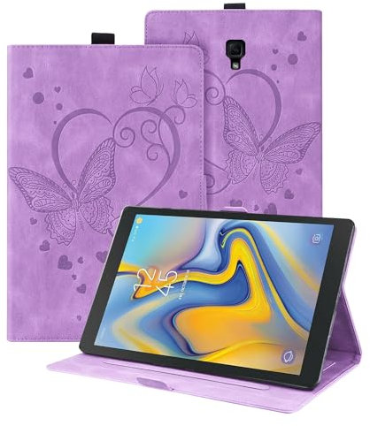 Auslbin Custodia per Samsung Galaxy Tab A 10.5 Pollice (SM-T590/SM-T595) 2018 Pelle PU La Farfalla Modello Cover Tablet Case con Supporto Funzione (Porpora)