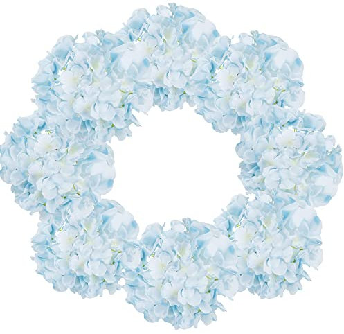 PaoriPets 10 Stück Hortensien-Seidenblumen mit Stielen, künstliche Hortensien-Blumen für Hochzeit, Zuhause, Party, Babyparty, Dekoration (Seeblau)