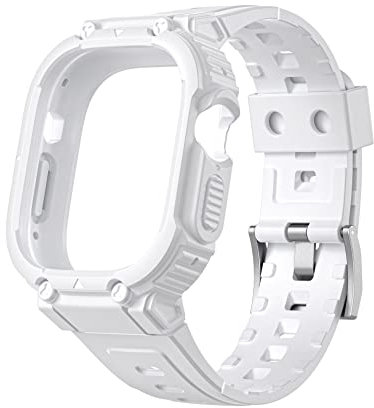 AEMALL Per Apple Watch Band Ultra 49 millimetri Strap Case Cover protettiva TPU Silicone Bracciale per iWatch Serie 8 7SE654 41/45/40/44mm Band (colore: bianco, dimensioni: 40 mm)