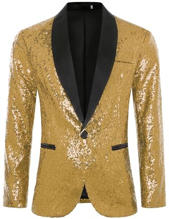Coucoland Paillettenblazer, Herren-Tuxedo-Jacke, Paillettenanzug, Sportmäntel