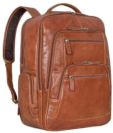 STILORD 'Igor' Großer Leder Rucksack Damen und Herren mit Laptop-Fach 18 Zoll Laptoprucksack Daypack Tagesrucksack Studenten Rucksack Echtleder - Business Büro und Uni, Farbe:maraska - braun