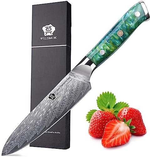 WILDMOK Couteau utilitaire de cuisine, couteau tout usage ultime super tranchant pour trancher, hacher, hacher, couteau utilitaire de cuisine avec boîte cadeau