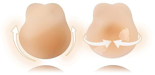 mhinese Reggiseno Push Up Appiccicoso Coniglietto per Donna, Reggiseno Adesivo Push Up in Silicone Senza Spalline Riutilizzabile per L'uso Quotidiano, Costumi da Bagno. (Beige - Coppa A/B Coniglio)