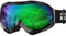 OutdoorMaster OTG Ski Goggles - Over Glasses Ski/Snowboard Goggles for Men, Women & Youth - 100% UV Protection (Black Frame + VLT 32% Green Lens)