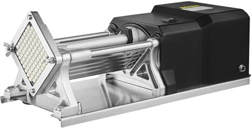 VEVOR Macchina Tagliatrice Elettrica di Patate Verdure Frutte 3 Lame di Ricambio, Tagliatutto Elettrico per Patate Fritte in Acciaio Inox Orizzontale 4 Stampi Lame per Ricambio, Tagliapatate Elettrico