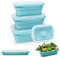 Alimat PluS 4 PCS Collapsible Food Storage Containers, Stackable Silicone Food Storage Containers with Lids, Collapsible Bowls for Camping and Kitchen (Blue)