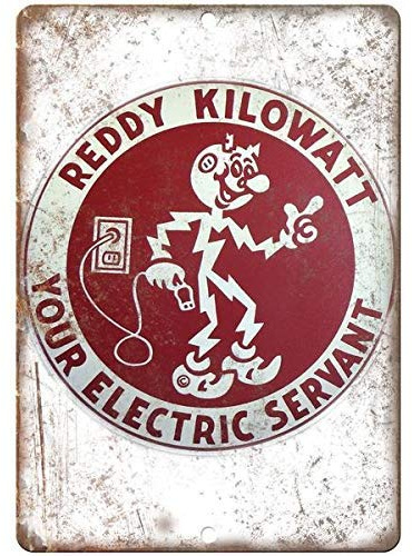 Reddy Kilowatt Electric Porcelain Look Reproduction Metal Sign Wall Decoration Garage Shop bar Living Room Wall Art tin Sign 8X12 Inches
