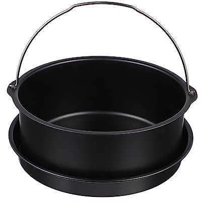 SOLUSTRE Airfryer Zubehörset Mit Pizzablech Und Kuchenform Aus Karbonstahl Antihaftbeschichtet Passend Für Heißluftfritteusen Zum Backen Und Braten Von Fleisch Und Pfannkuchen