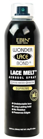 EBIN NEW YORK Wonder Lace Melt Aérosol – Eau de rose + biotine infusée (180 ml) – Préserve les bords et la dentelle indétectable | Tenue longue durée | Sans résidus