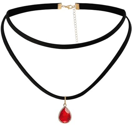 JJDreams Teardrop Choker Halskette Schwarz Frauen Damen Layered Samt Gothic Choker Halskette Vampir Zubehör Schmuck