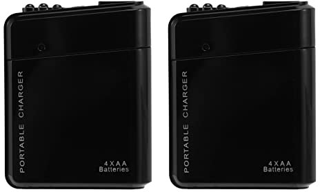 Fegtrty 2 cargadores de energía de emergencia portátiles con 4 pilas AA, color negro, USB para teléfono celular