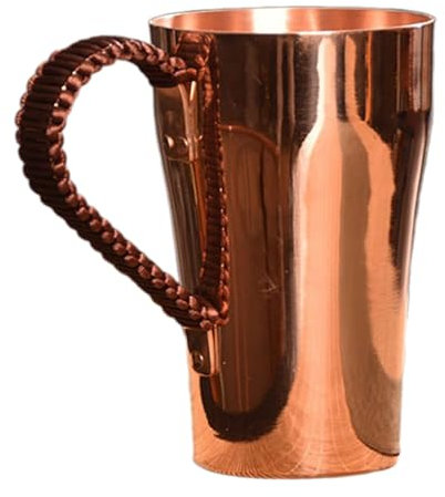 Folpus Copper Coffee Mug Handmade Pure Copper Cup 400ml Water Mug Drinkware for Tea Hot and Cold Water, A