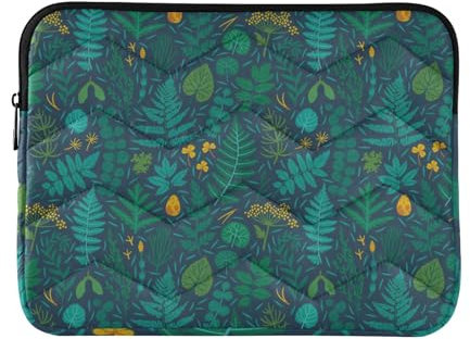 Laptop Sleeve Case Fern Leaf Equisetum Clover Leaves Green 13-14 Inch Polyester Laptop Cases Notebook Computer Pocket for Work Journey