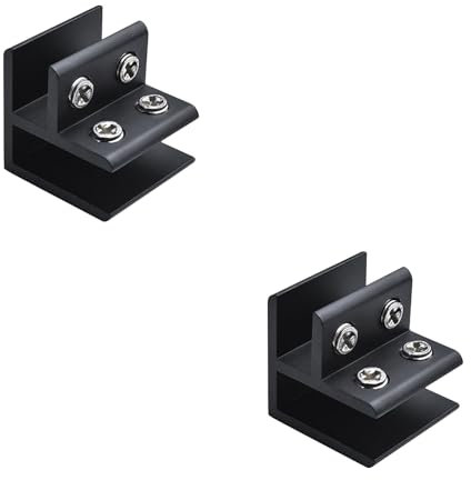 Leliafleury 2Pcs Adjustable Glass Clips Holders 90 Degree Glass Clamps Aluminum Alloy Glass Shelf Bracket for 10-12mm Thickness Glass Acrylic Wood (Black)