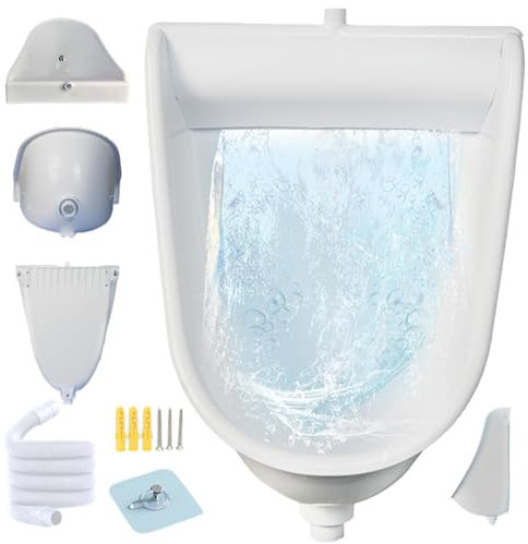 Urinale für Männer wasserlose Urinale für Männer, 12,6 x 9,5 x 18,5 spritzsichere Urinale mit 59 Schlauch, Wandmontage Plastikurinal, Anti-Clogging Outdoor Urinal für Gartenschuppen im Hinterhof