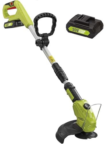 Garden Gear Cordless Strimmer Telescopic Lightweight Frame Grass Trimmer with Adjustable Angle Head & 2 x 20V Li-ion Battery