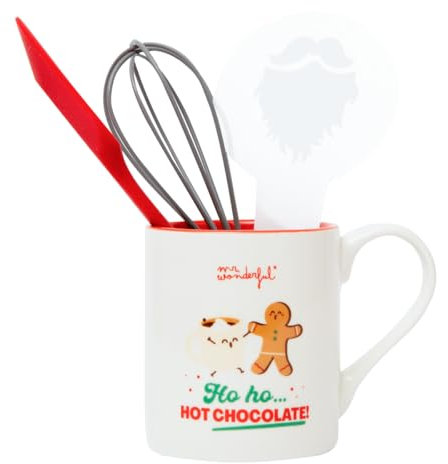 Mr. Wonderful - Set mug + ustensiles pour préparer du chocolat chaud - Ho ho… hot chocolate! - Capacité du mug : 30 cl.