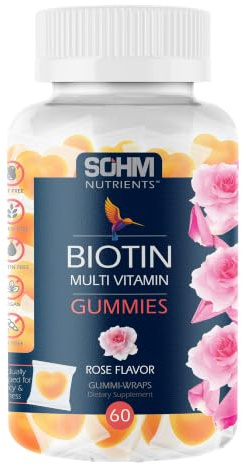 SOHM Biotin Gummies,High Strength Biotin Gummies for Healthy Hair,Skin and Nails -Includes Vitamin B12,B6,A,C,E,D3 Multivitamin for Adults Men,Women Adults -Vitamin Suppliments Vegetarian