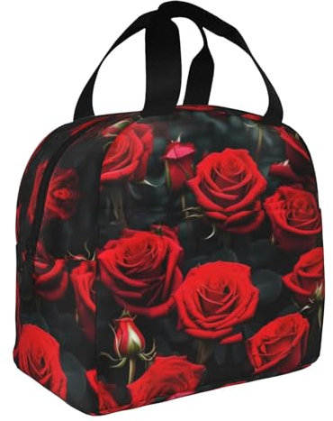 HJLUUFT Many Red Rose - Lonchera térmica para adultos y niños pequeños, ideal para lonchera Bento