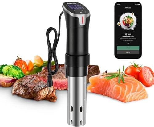 Sous Vide Cooker with APP Control,1100W Precision Sous Vide Machine with Digital Touch Screen,Ultra-quiet Immersion Circulator with Recipe and Timer for Beginners Home Chefs