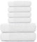 HIPERMANTA Juego de Toallas (4 Toallas Lavabo 50x90 y 2 Ducha 70x140) 100% Algodon. Toallas Suaves, Resistentes y Absorbentes. Hosteleria Hotel. Color Blanco