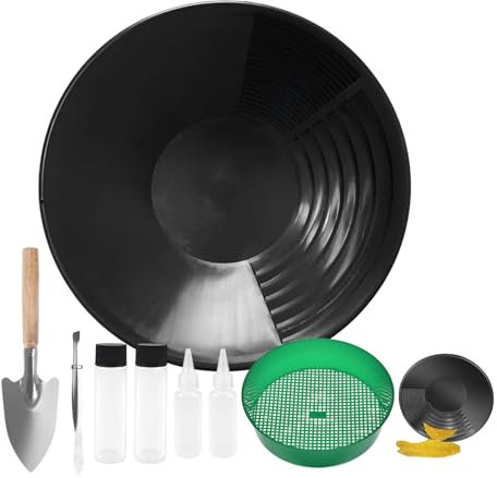 Setaccio per Oro Strumenti di Estrazione d'oro Set completo di Grondaie per Bucato Dorato, 38,5 cm